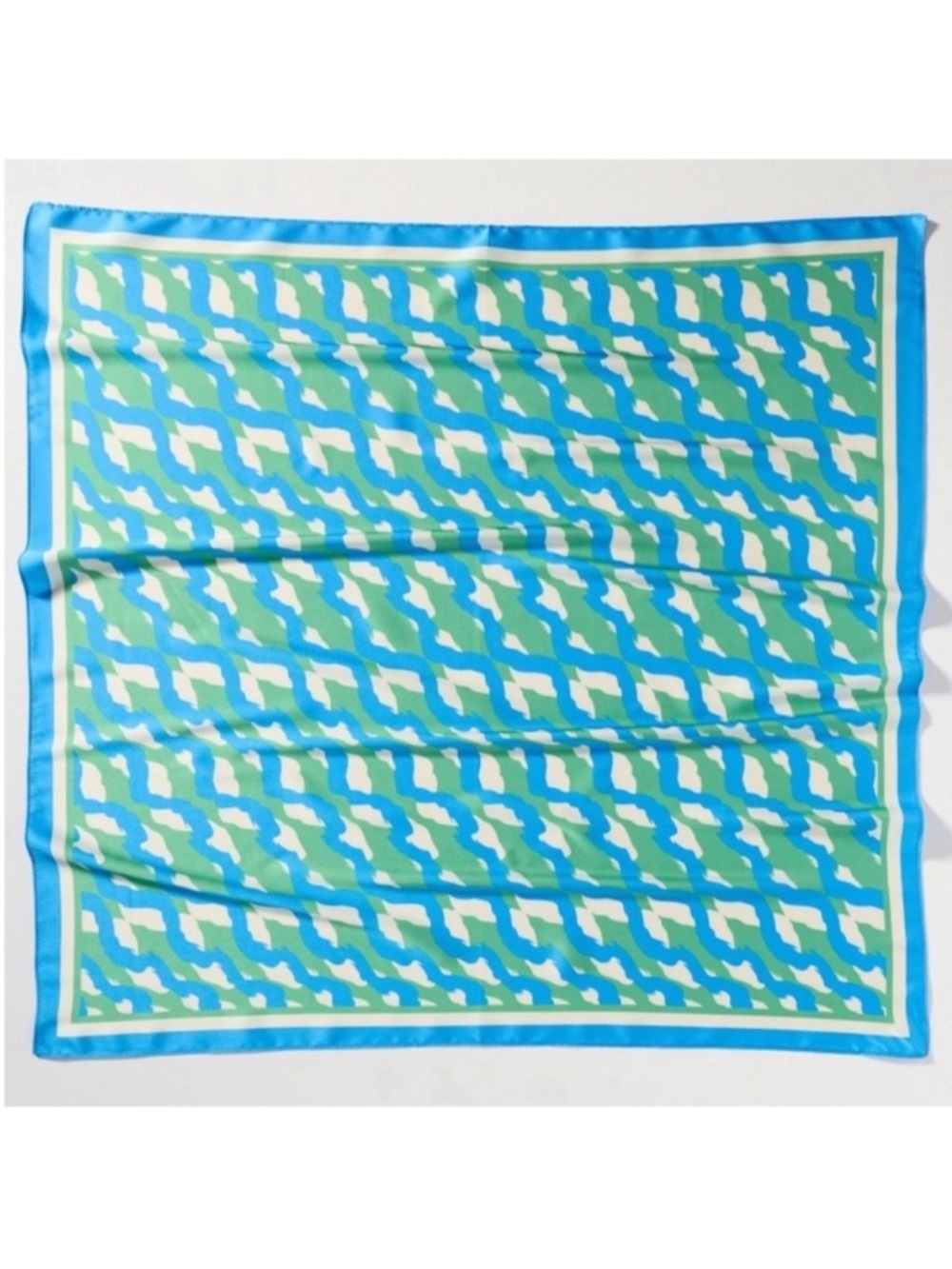 New! Anthropologie Icon Colors Blue 28” Square Hair Bag Scarf NWT - Picture 2 of 3